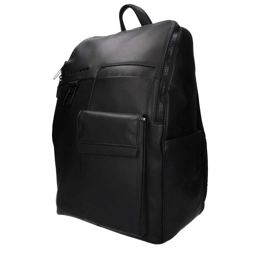 Piquadro Schwarzer Lederrucksack
