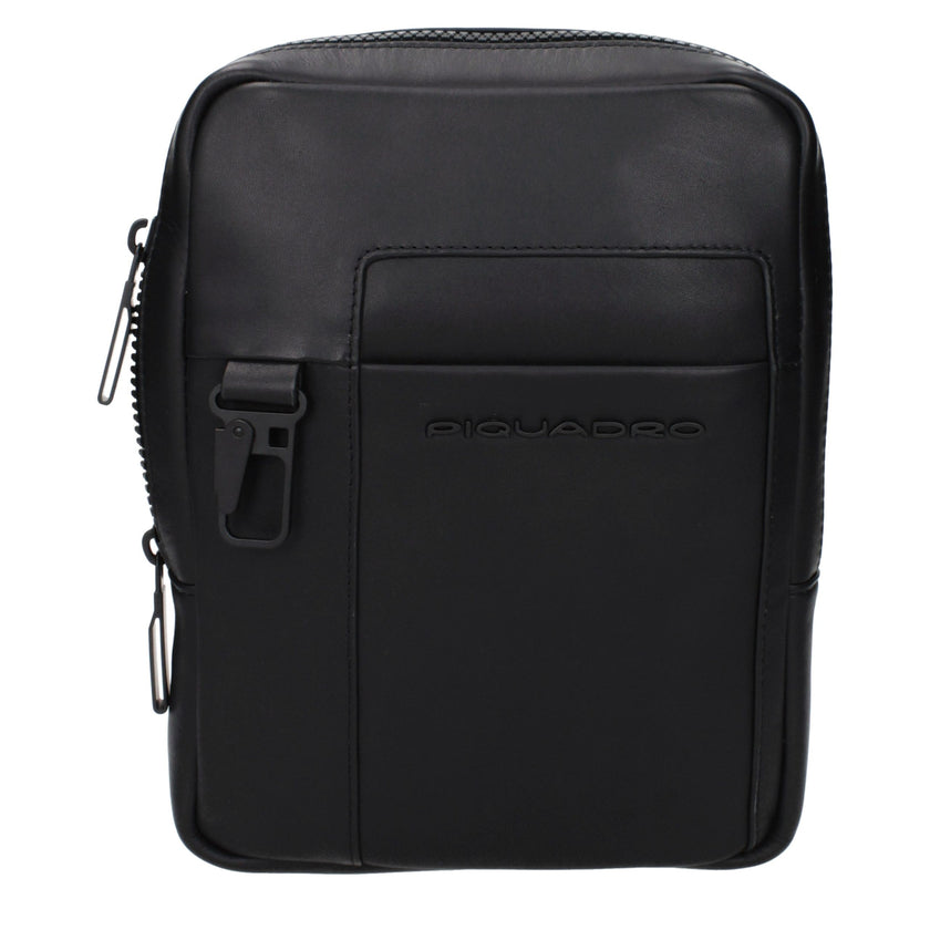 Piquadro Schwarze Leder Umhängetasche