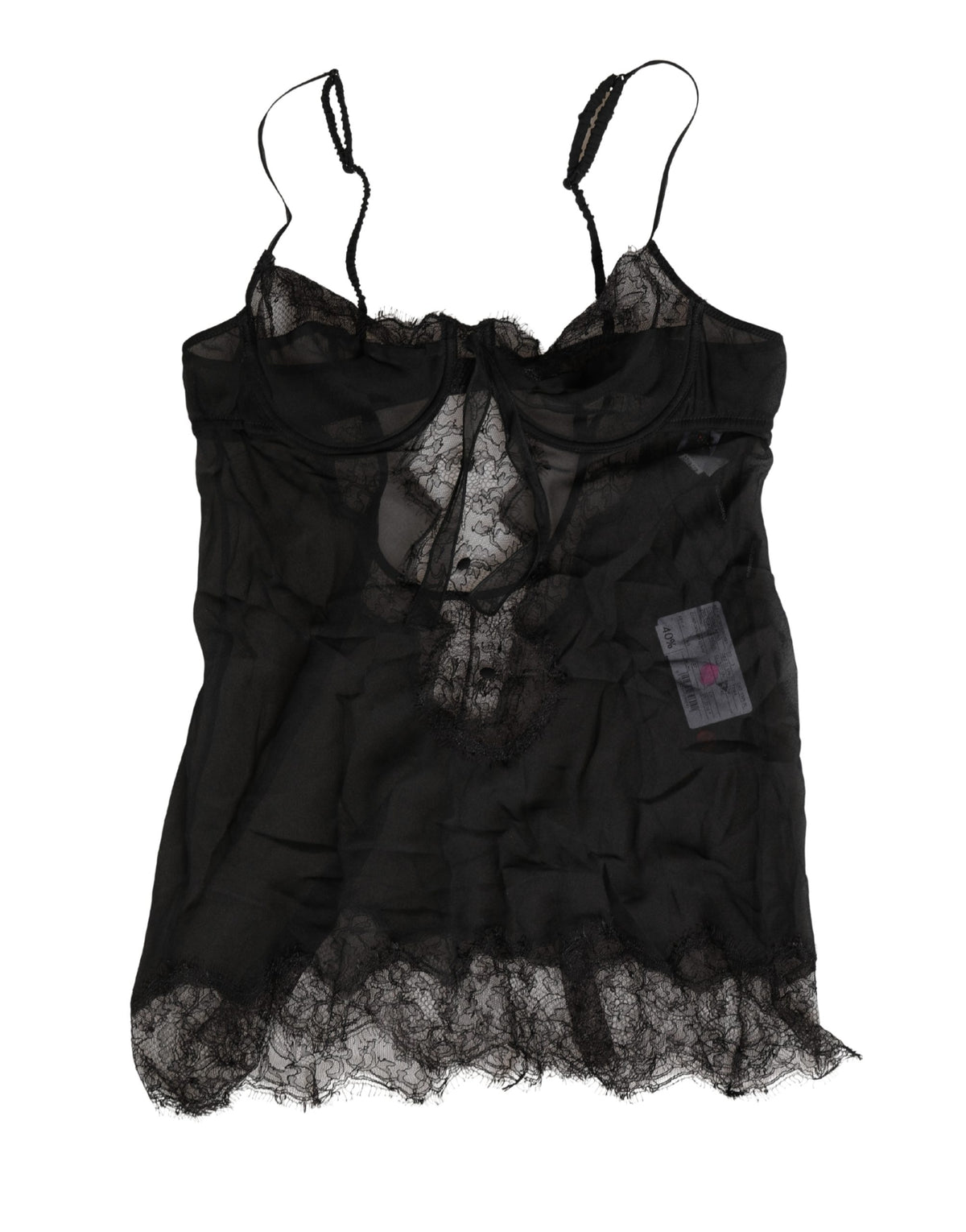 Dolce & Gabbana Schwarzes Seiden-Spitzen-Dessous-Chemise-Oberteil