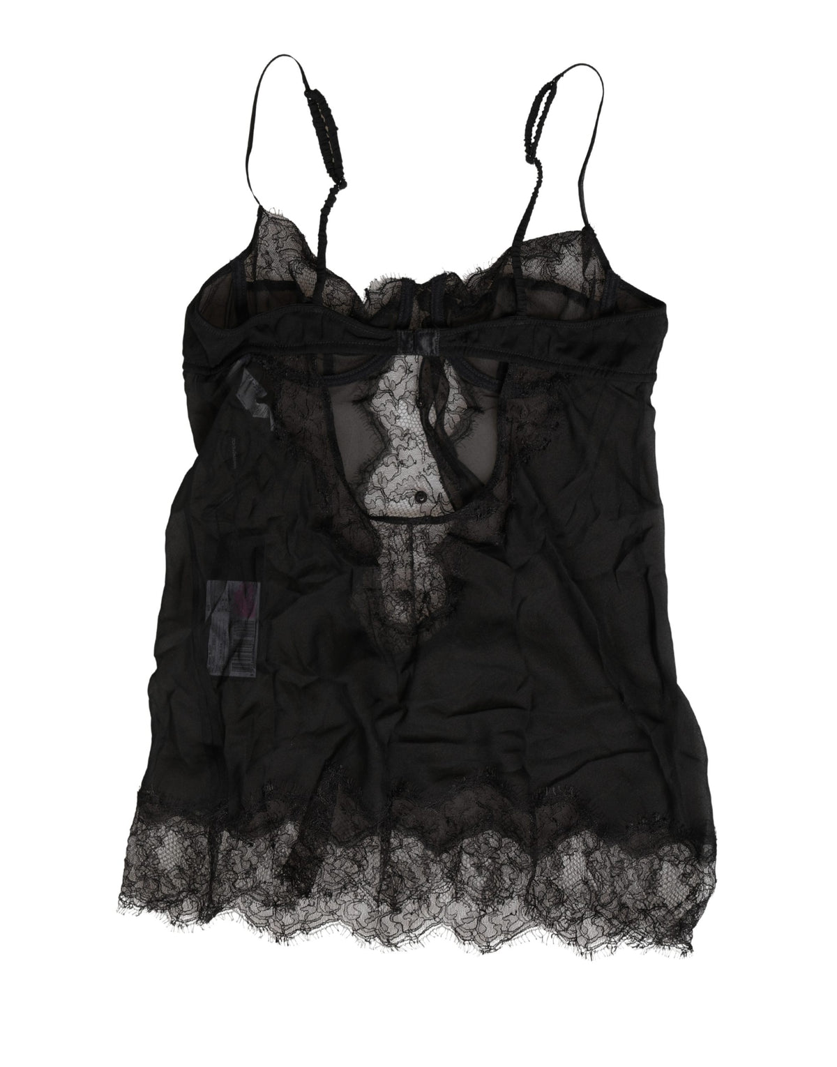 Dolce & Gabbana Schwarzes Seiden-Spitzen-Dessous-Chemise-Oberteil