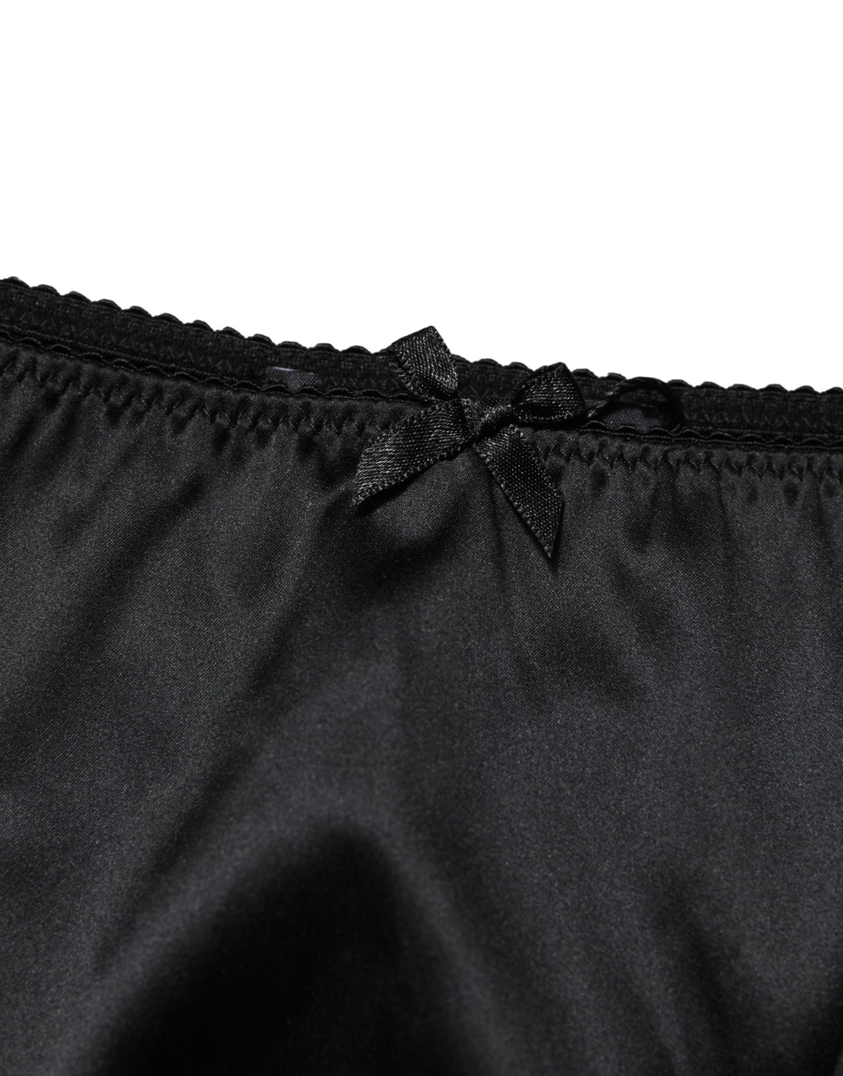Dolce & Gabbana Schwarze Seiden-Stretch-Panty mit mittlerem Bund