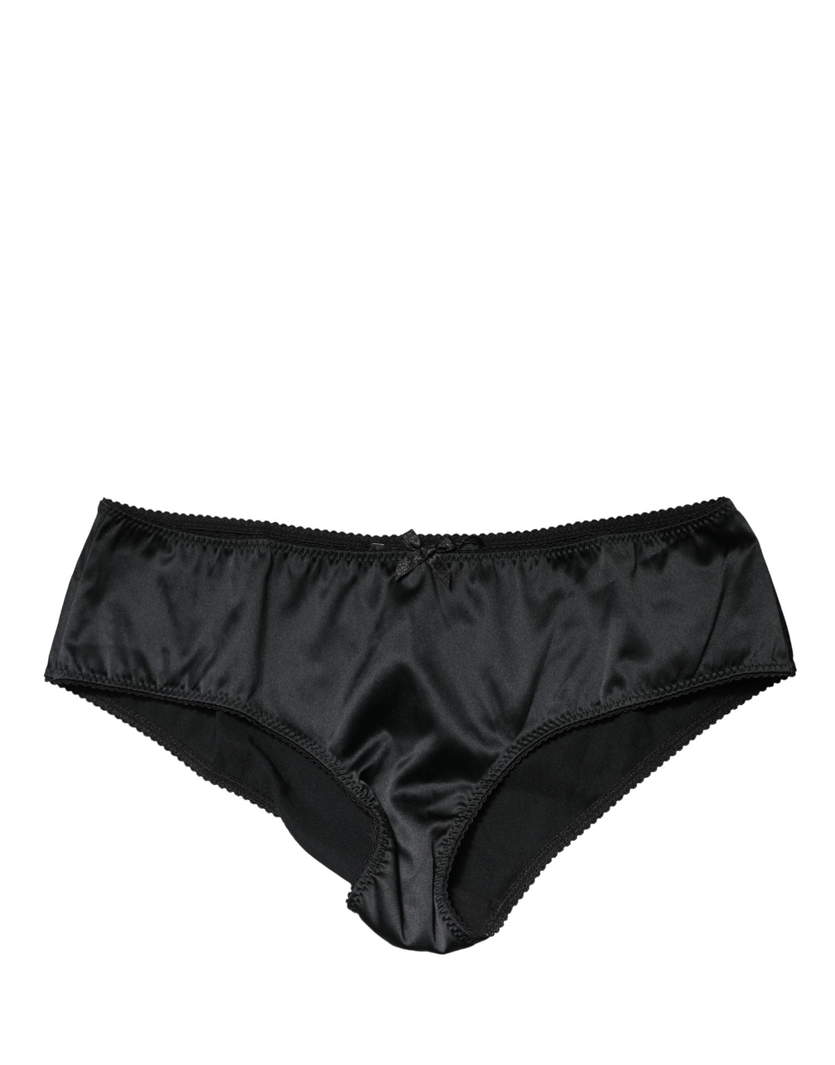 Dolce & Gabbana Schwarze Seiden-Stretch-Panty mit mittlerem Bund