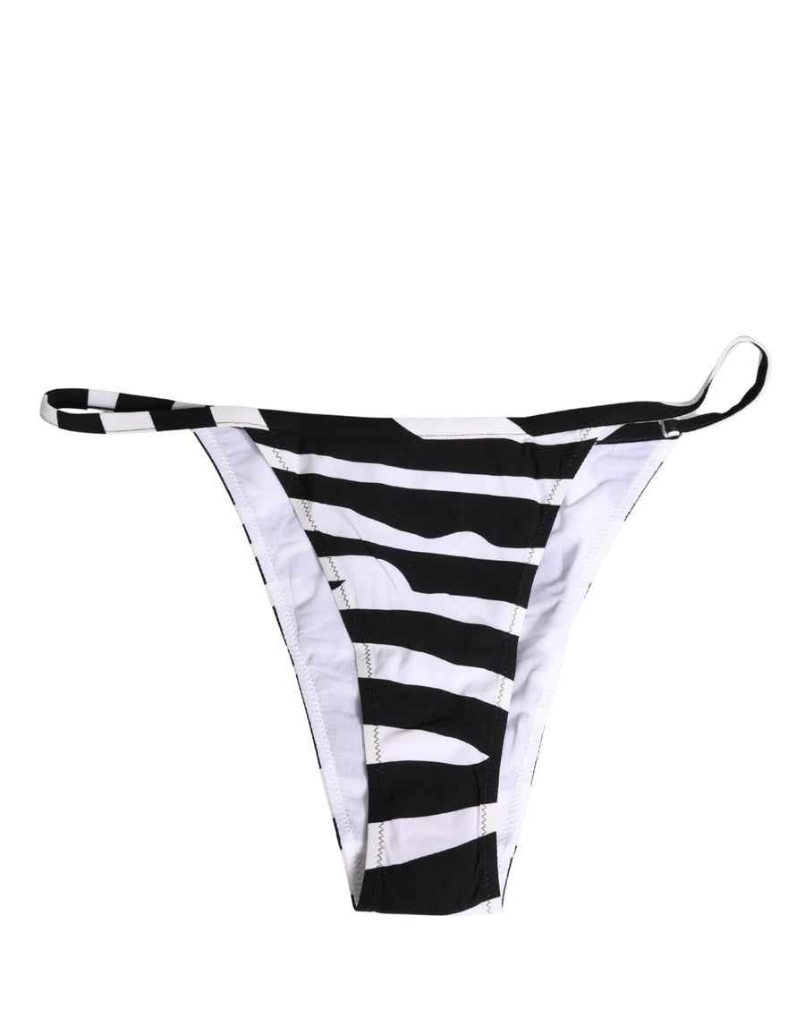 Dolce & Gabbana Black and White Zebra-Print Bikini Top and Bottom