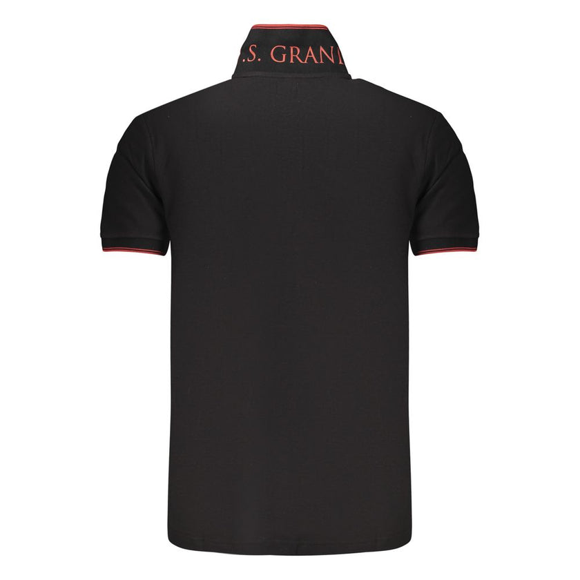 U.S. Grand Polo Schwarzes Baumwoll-Poloshirt für Herren