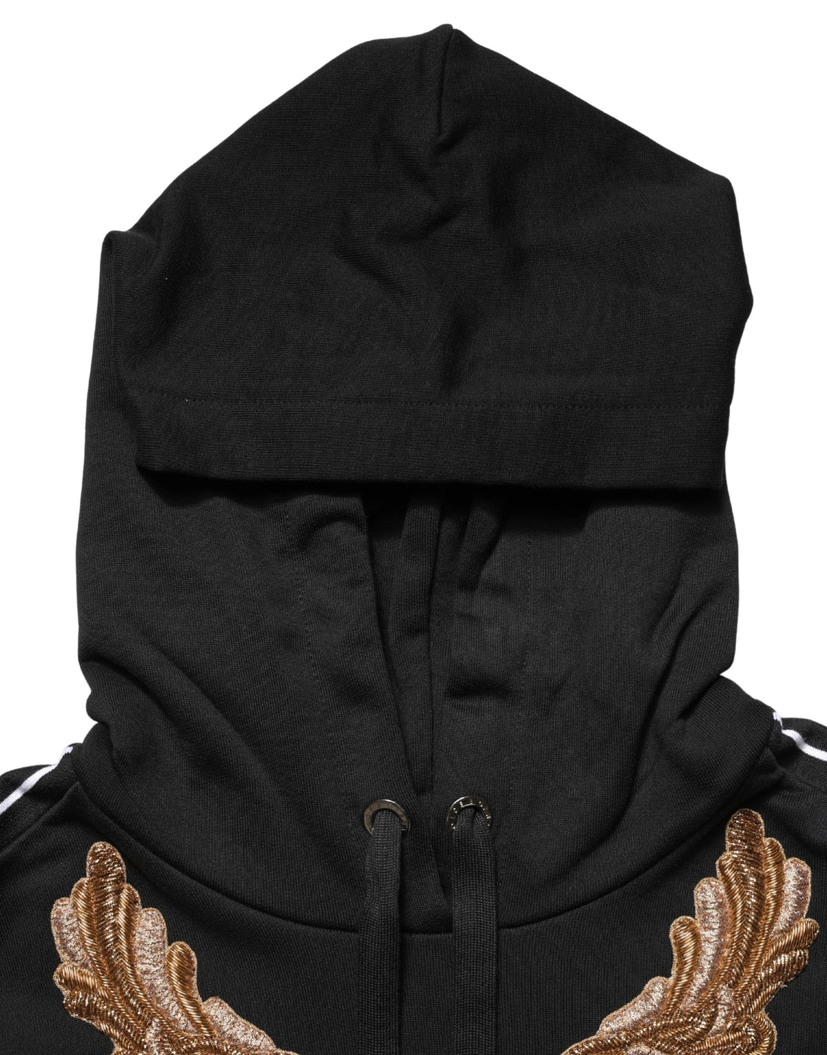 Dolce & Gabbana Black Hoodie with Embroidery and Tassels