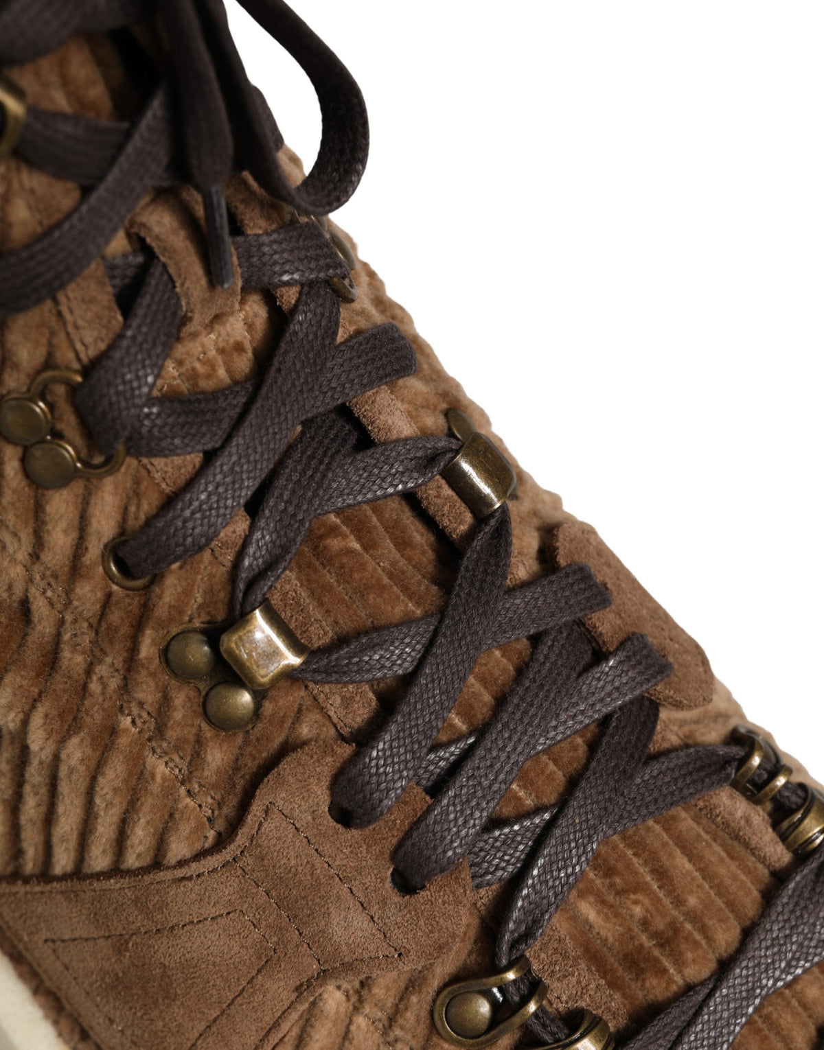 Dolce & Gabbana Brown Corduroy High-Top Oxford Boots