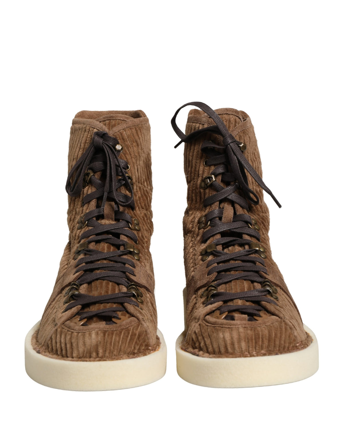 Dolce & Gabbana Brown Corduroy High-Top Oxford Boots