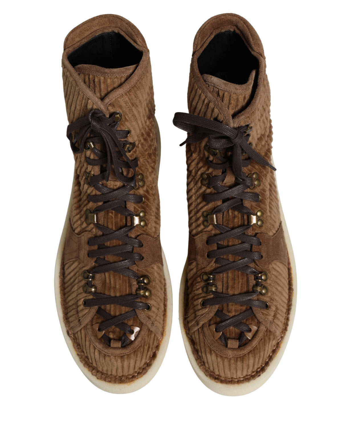 Dolce & Gabbana Brown Corduroy High-Top Oxford Boots