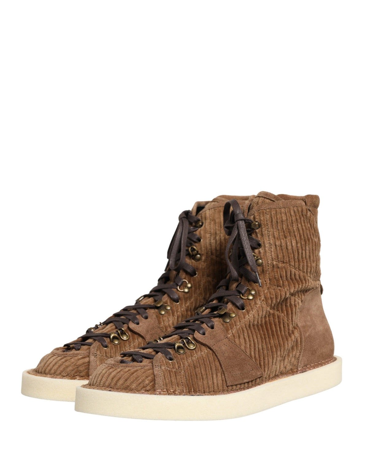 Dolce & Gabbana Brown Corduroy High-Top Oxford Boots