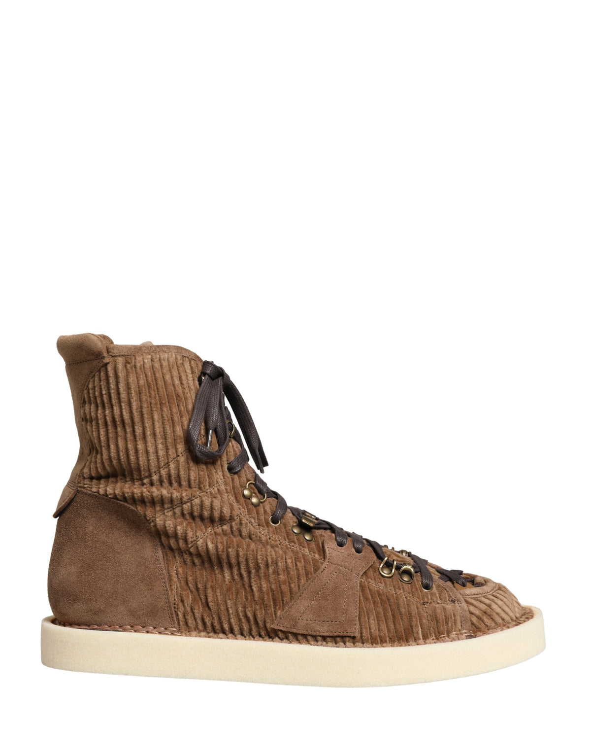 Dolce & Gabbana Brown Corduroy High-Top Oxford Boots