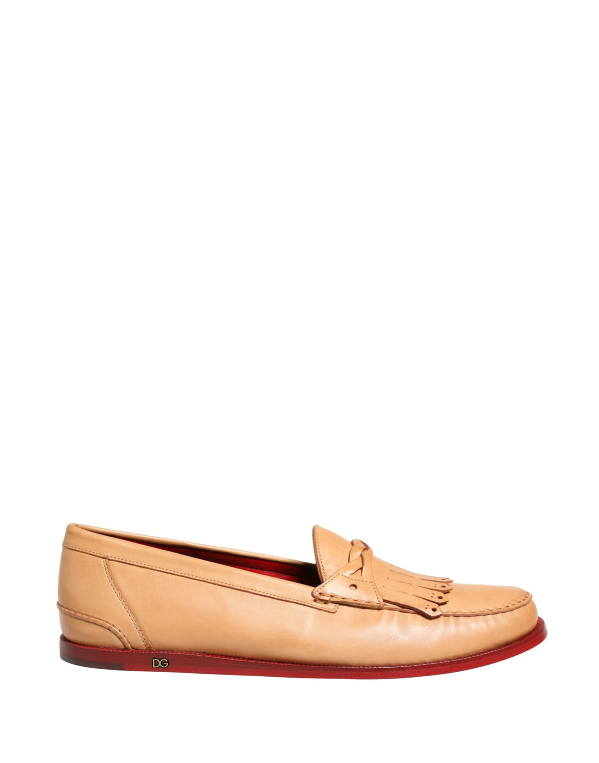 Dolce & Gabbana Beige Tassel Leather Men's Slipper Loafer Shoes