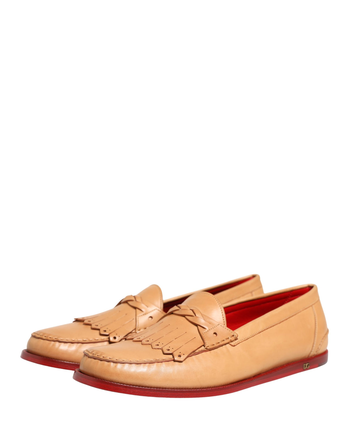 Dolce & Gabbana Beige Tassel Leather Men's Slipper Loafer Shoes