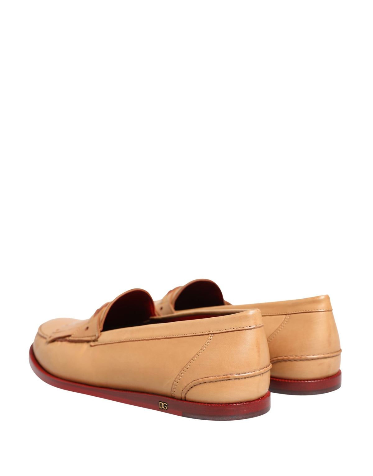 Dolce & Gabbana Beige Tassel Leather Men's Slipper Loafer Shoes