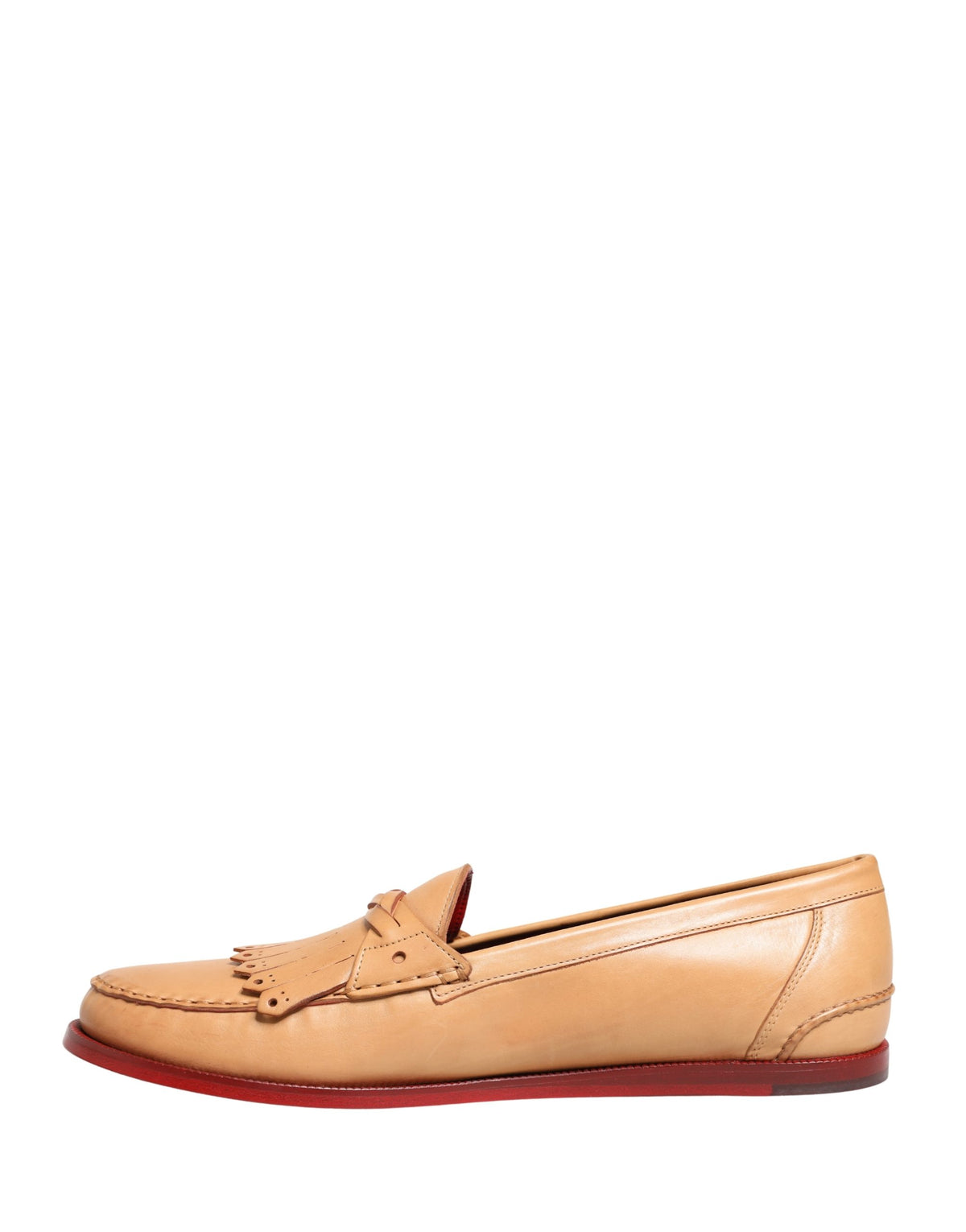 Dolce & Gabbana Beige Tassel Leather Men's Slipper Loafer Shoes