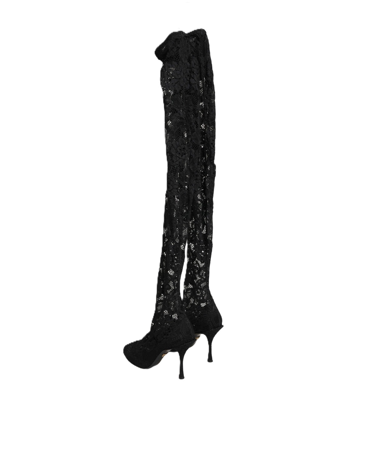 Dolce & Gabbana Black Taormina Lace Sock-Boot Pumps