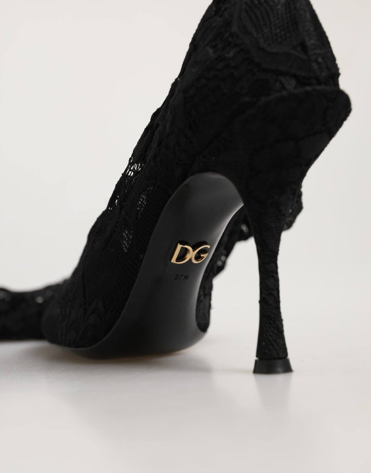 Dolce & Gabbana Black Taormina Lace Sock-Boot Pumps