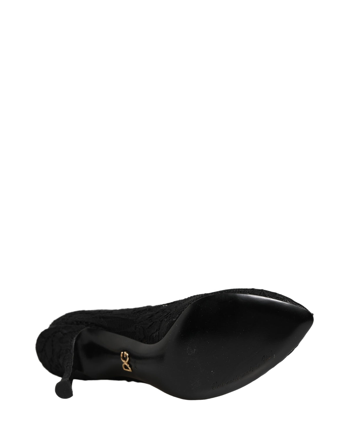 Dolce & Gabbana Black Taormina Lace Sock-Boot Pumps