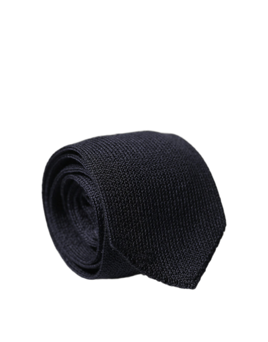 Dolce & Gabbana Men's Dark Blue Plain 100% Silk Adjustable Tie