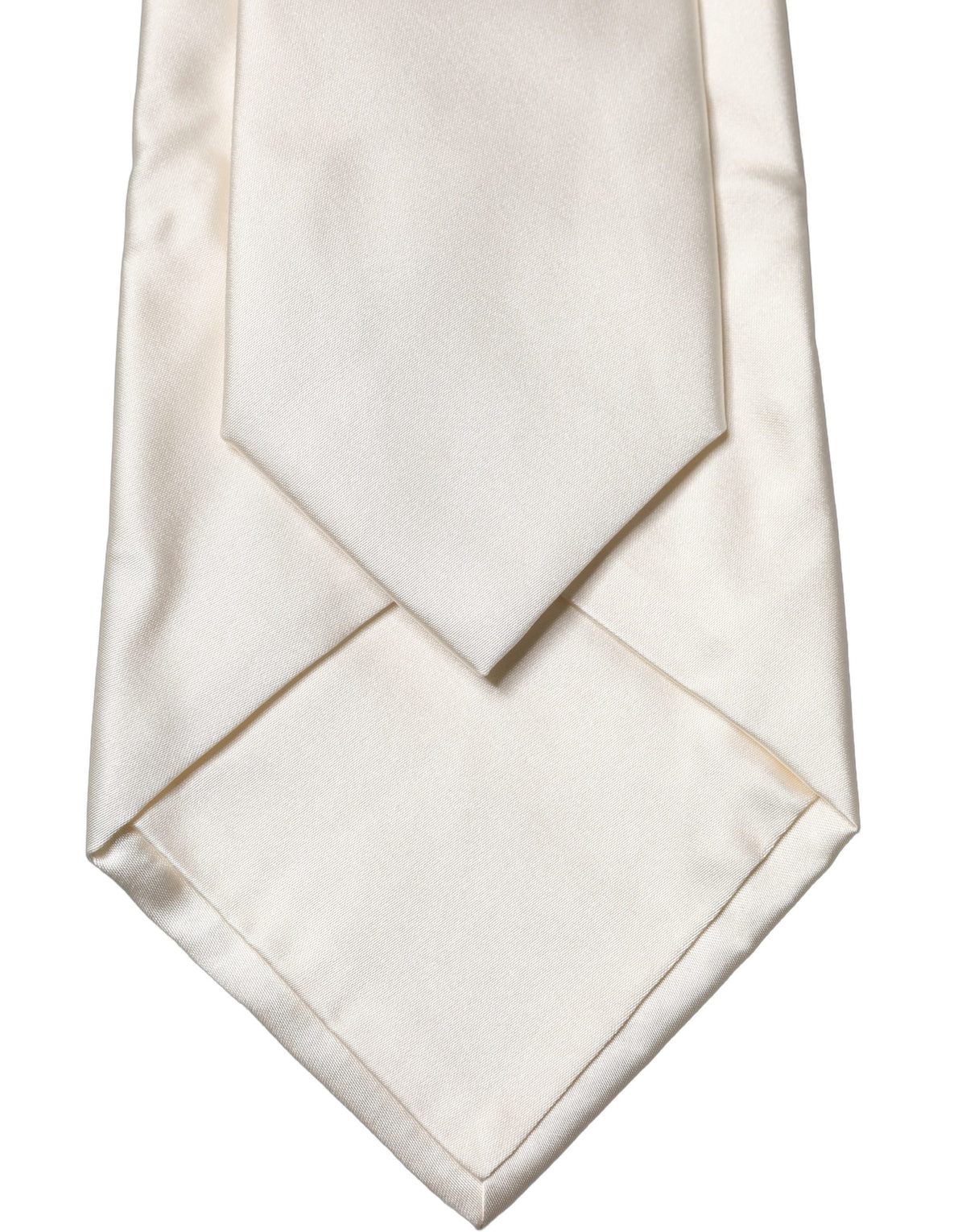 Dolce & Gabbana Off White Solid Silk Adjustable Women's Tied Necktie