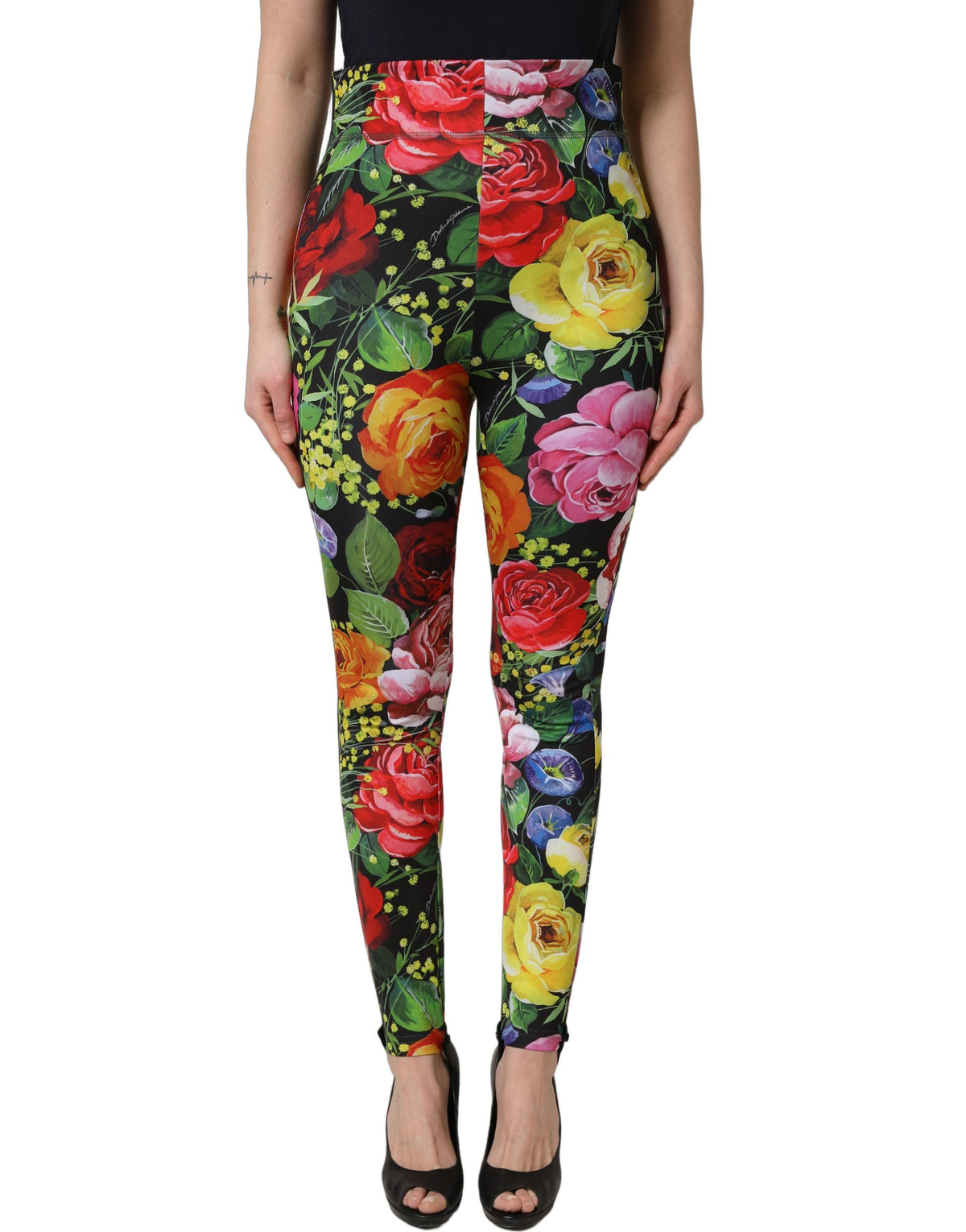 Dolce & Gabbana Stretch-jersey leggings with multicolor floral print