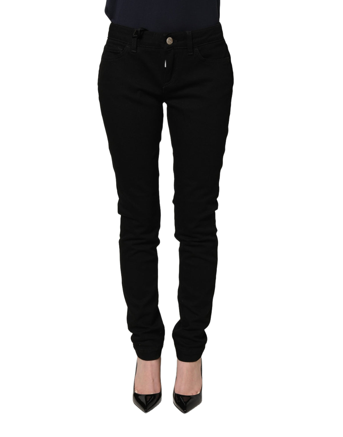 Dolce & Gabbana Black Jeans with Queen Embroidery PRETTY Denim