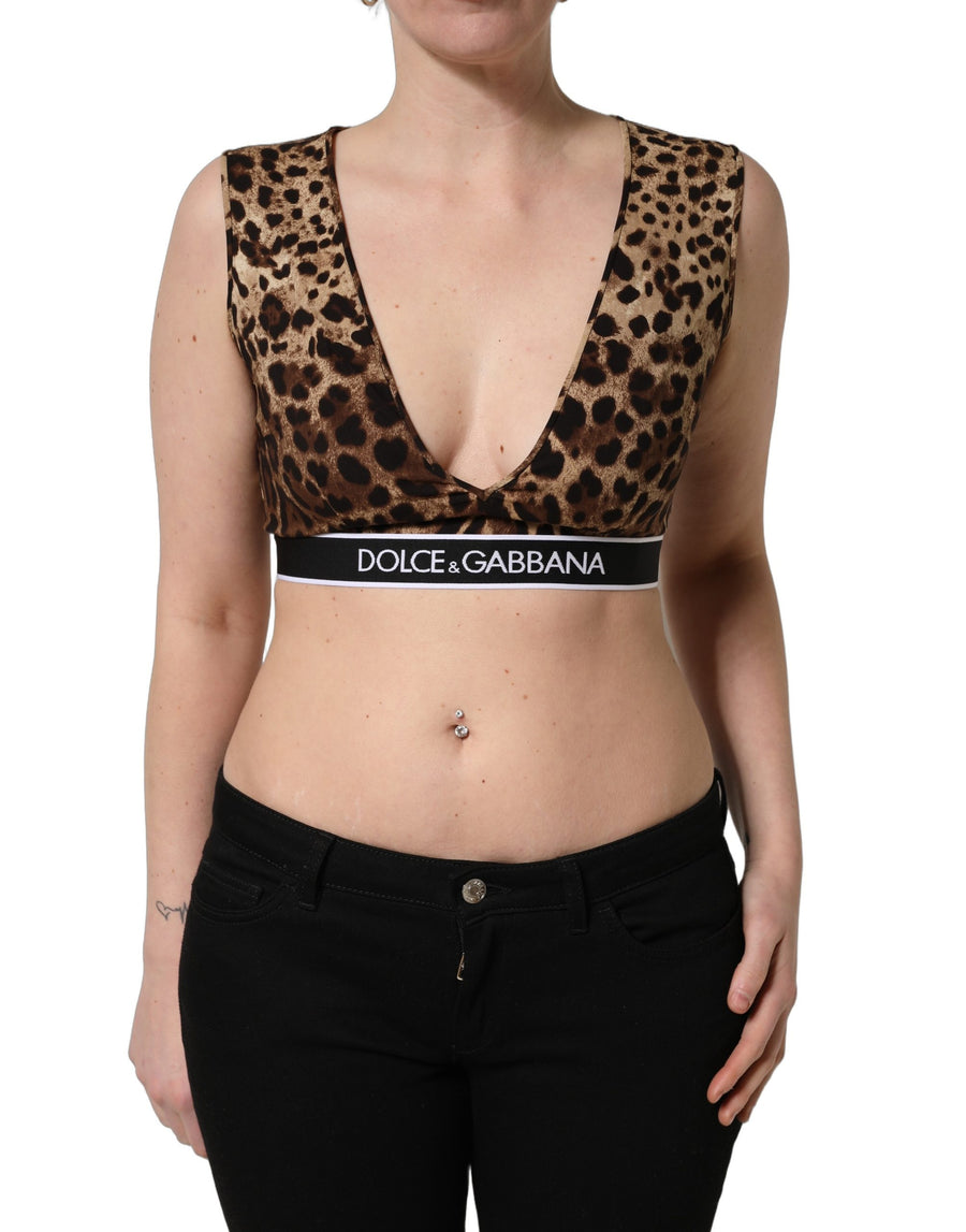 Dolce & Gabbana Leopard Print Silk Crop Top