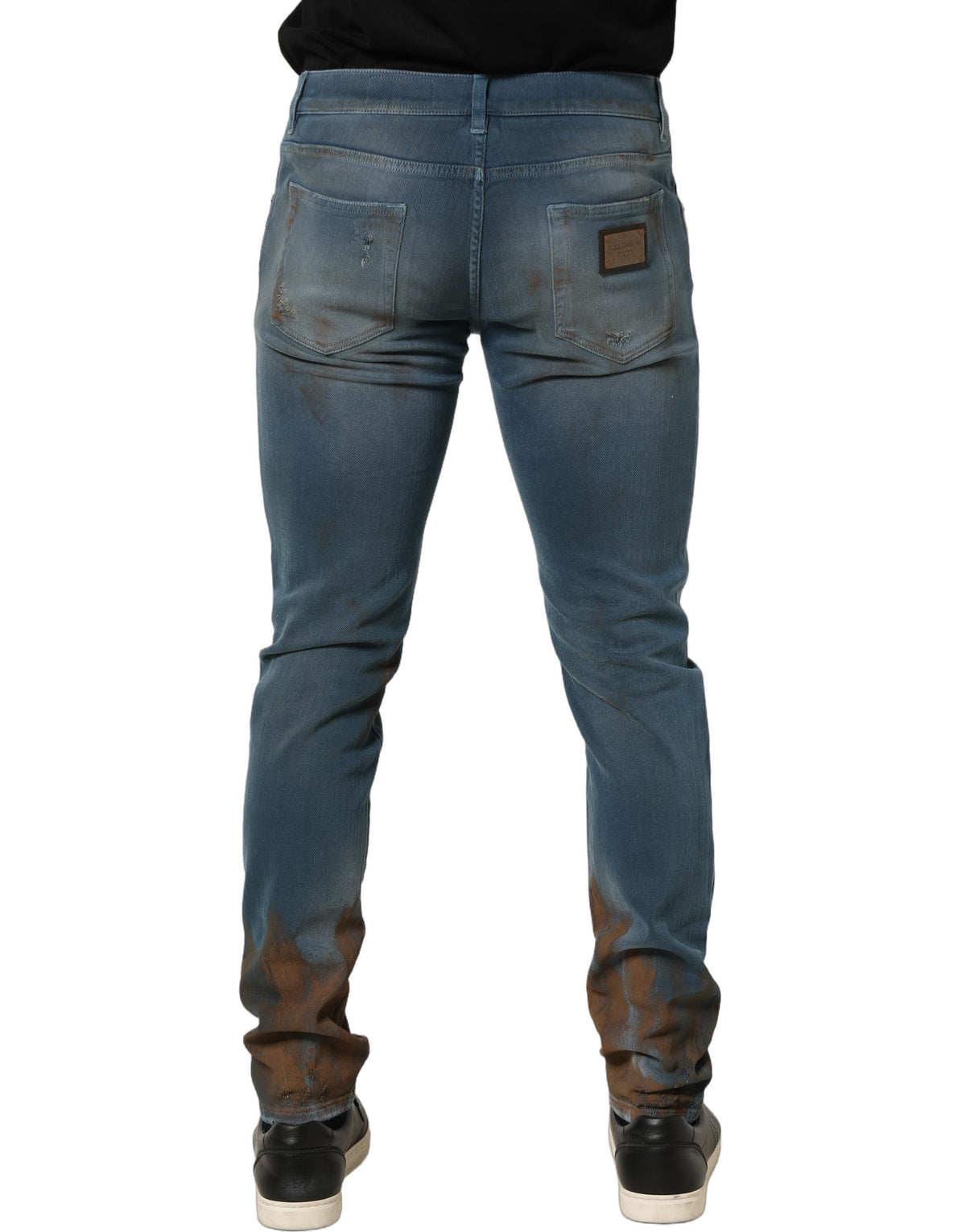 Dolce & Gabbana Blue Mid-Rise Distressed Skinny Jeans