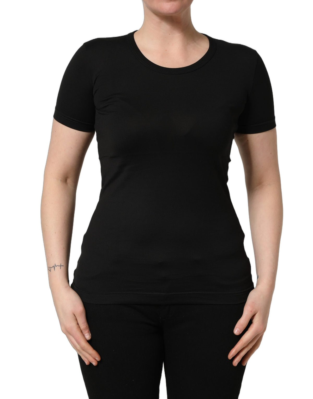 Dolce & Gabbana Black Cotton Crew-Neck Short-Sleeve T-Shirt