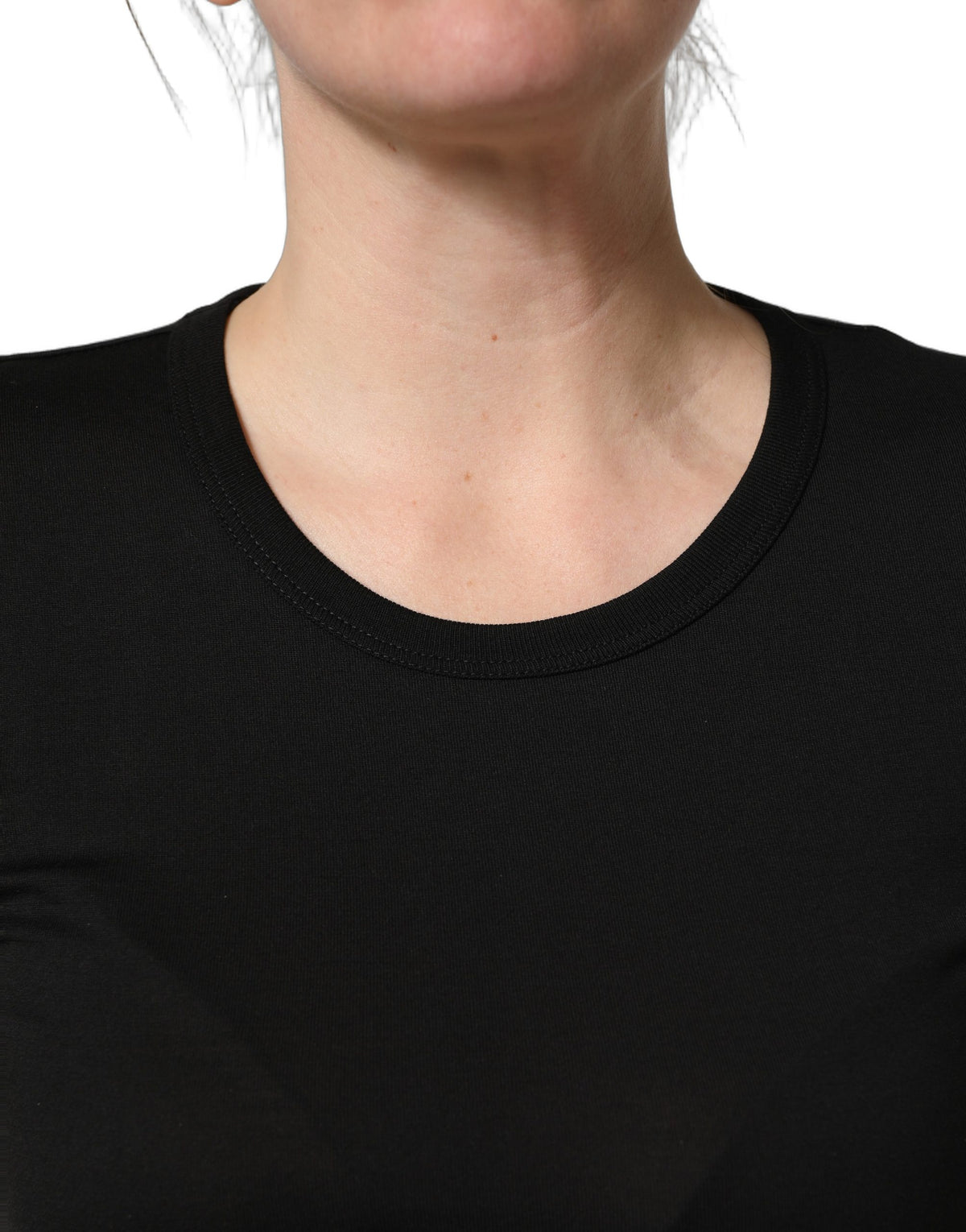 Dolce & Gabbana Black Cotton Crew-Neck Short-Sleeve T-Shirt