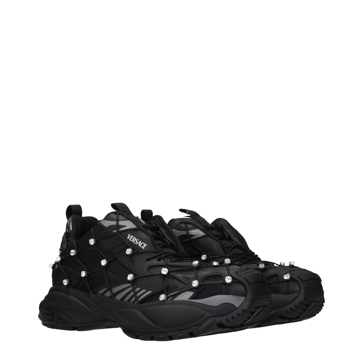 Versace Schwarze Low-Top-Sneaker aus Stoff