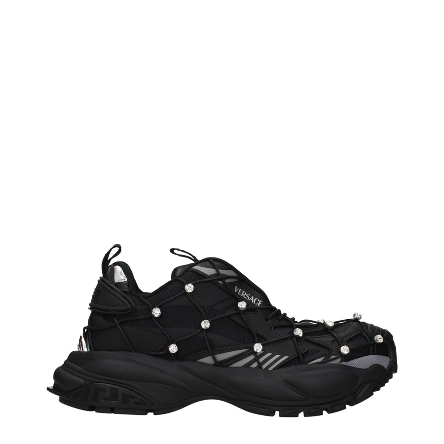 Versace Black Fabric Chunky-Sole Sneakers