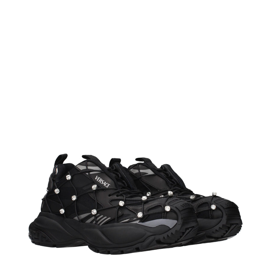 Versace Black Fabric Chunky-Sole Sneakers