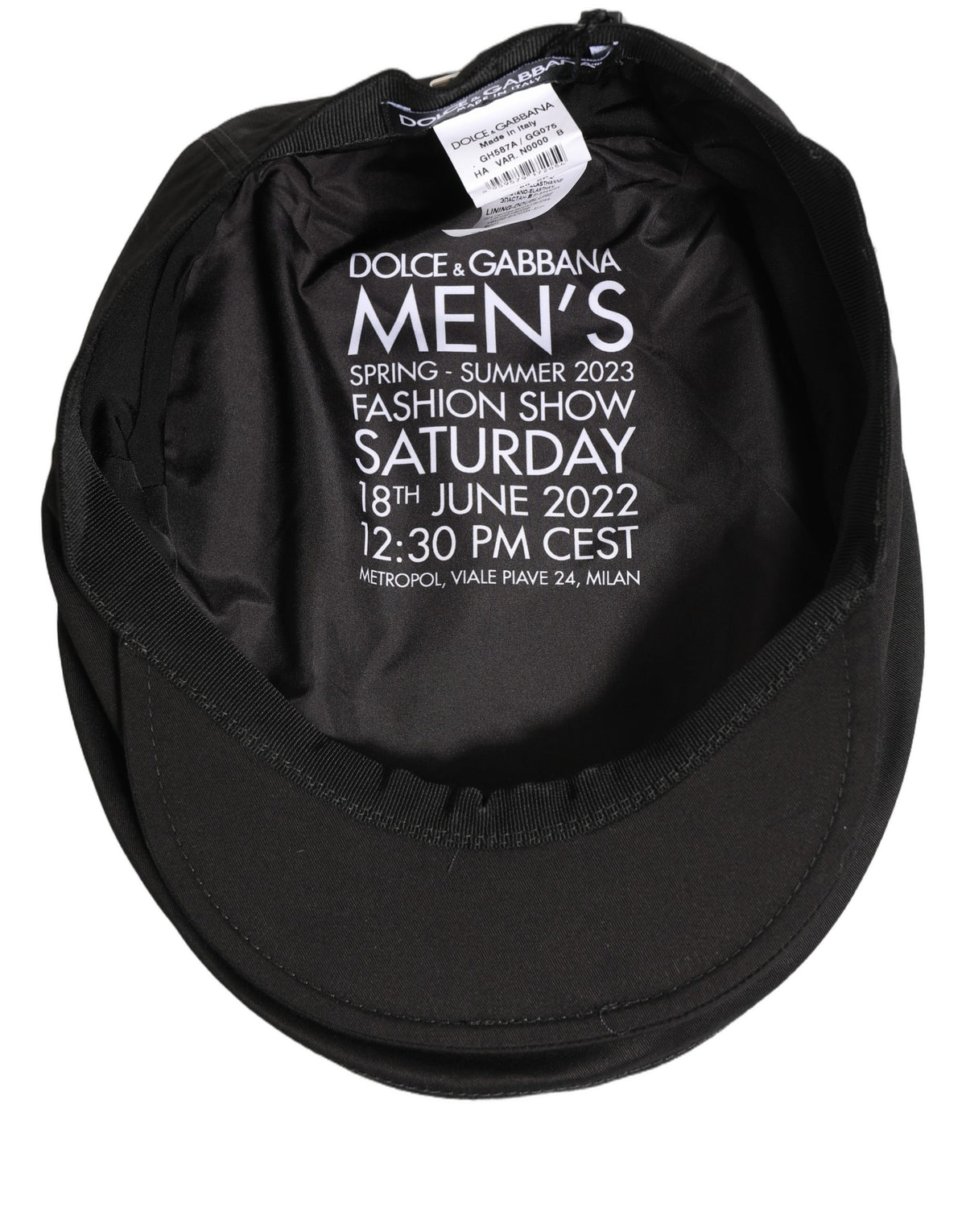 Dolce & Gabbana Men's Black Cotton Stretch Newsboy Cap Hat