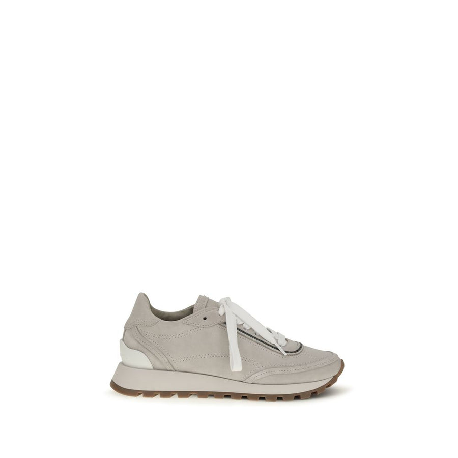 Brunello Cucinelli Grey Calfskin Bos Taurus Athletic Sneakers