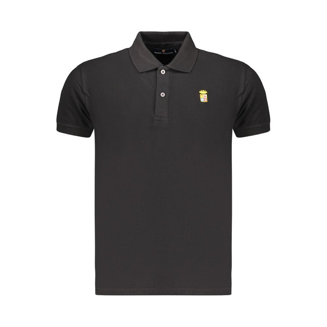 Marina Militare Schwarzes Baumwoll-Poloshirt für Herren