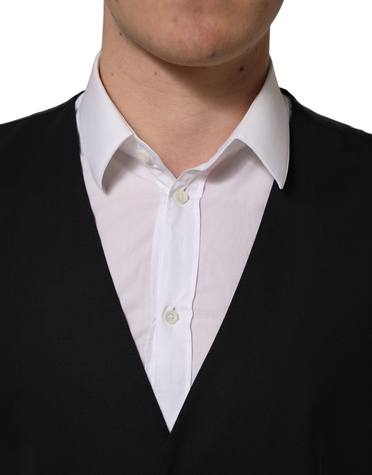 Dolce & Gabbana Black Slim-Fit Wool Vest