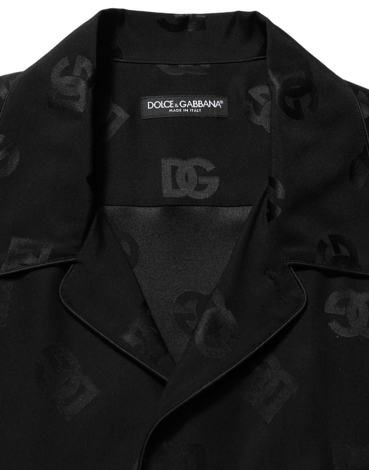 Dolce & Gabbana Men's Short Sleeve Shirt with Black Logo Monogram