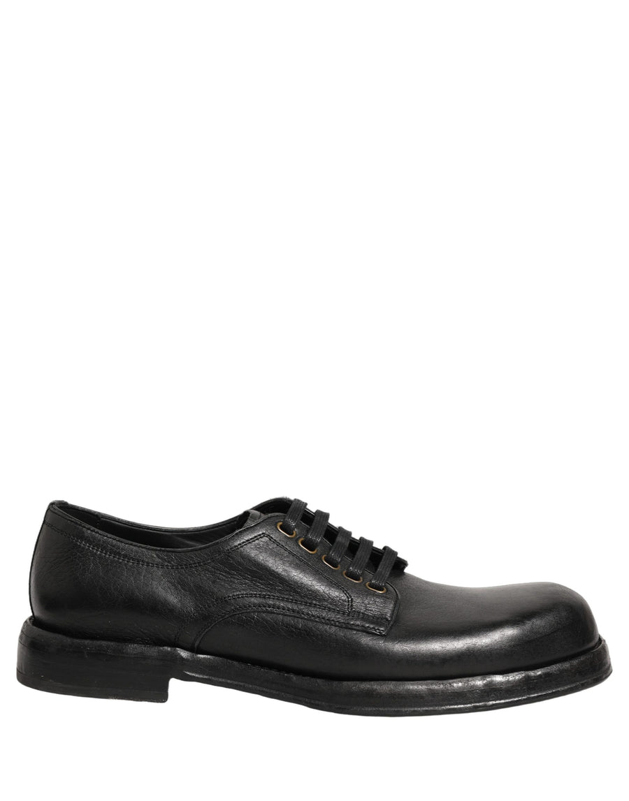 Dolce & Gabbana Men's Black Leather Lace-Up Derby Dress Shoes