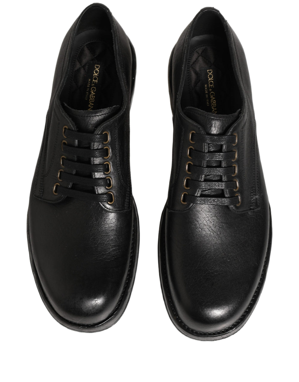 Dolce & Gabbana Men's Black Leather Lace-Up Derby Dress Shoes