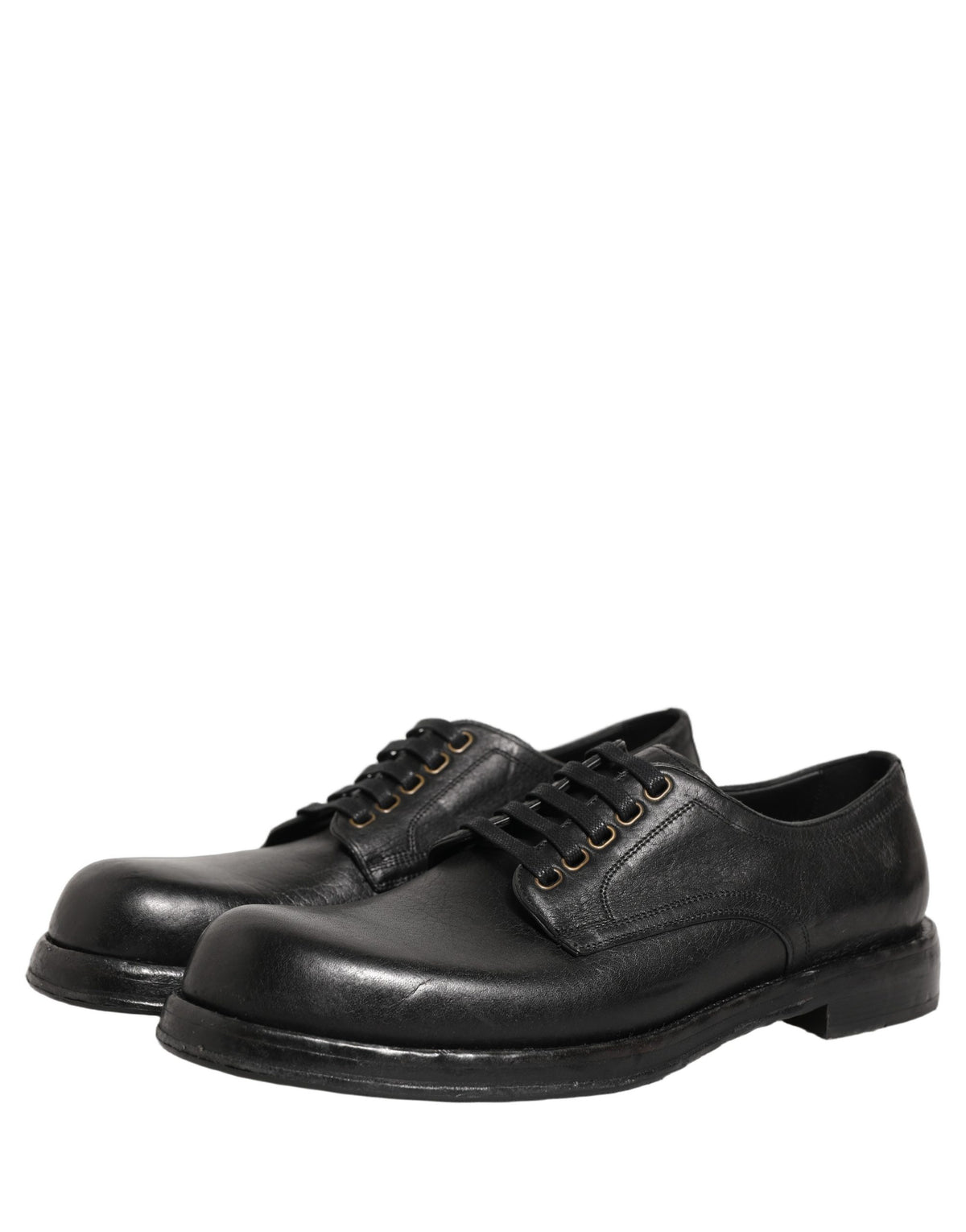 Dolce & Gabbana Men's Black Leather Lace-Up Derby Dress Shoes