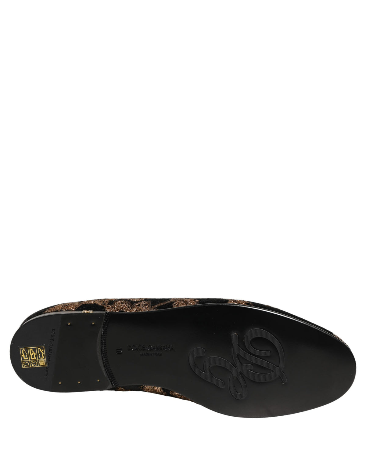 Dolce & Gabbana Black Jacquard Floral Loafers