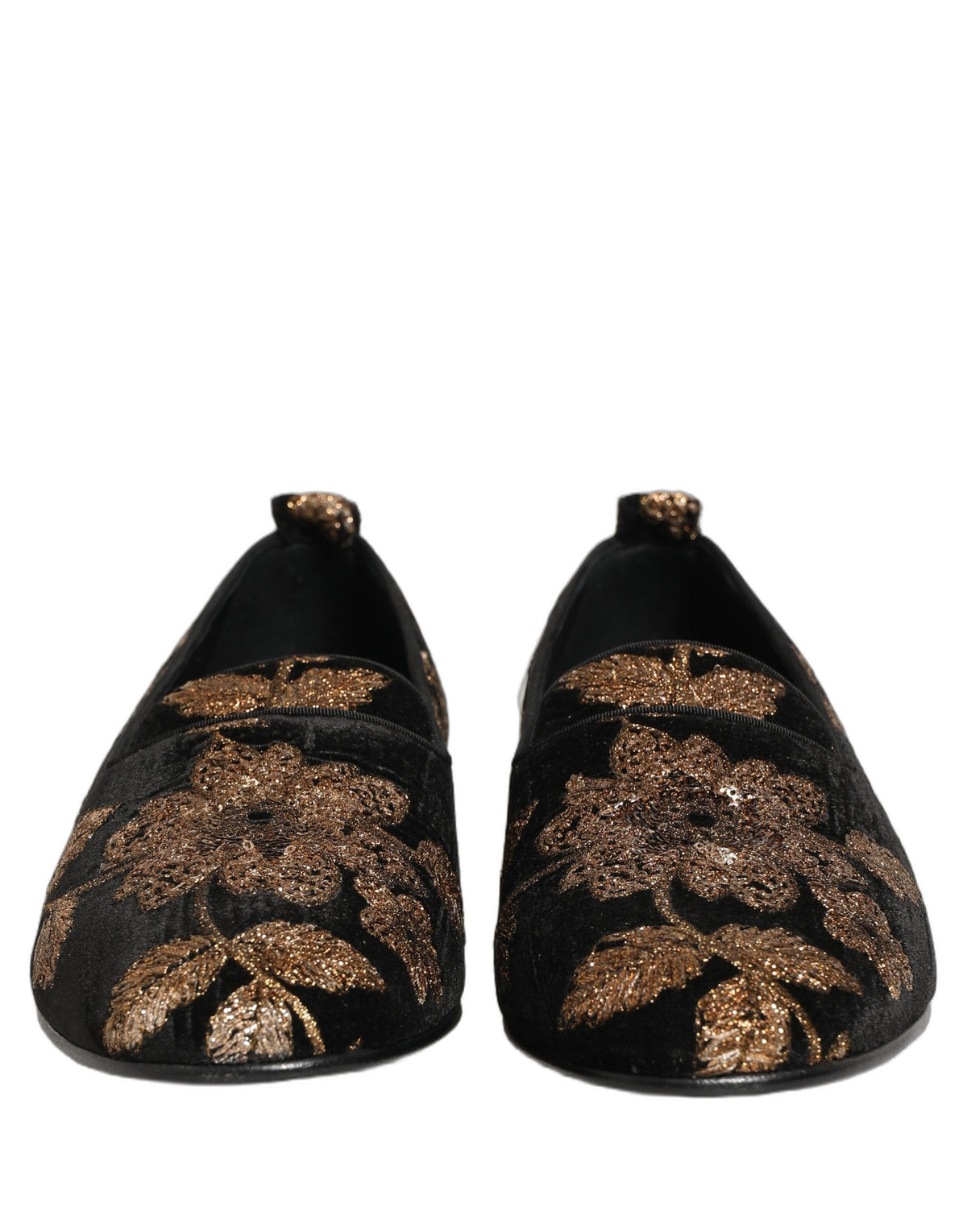 Dolce & Gabbana Black Jacquard Floral Loafers