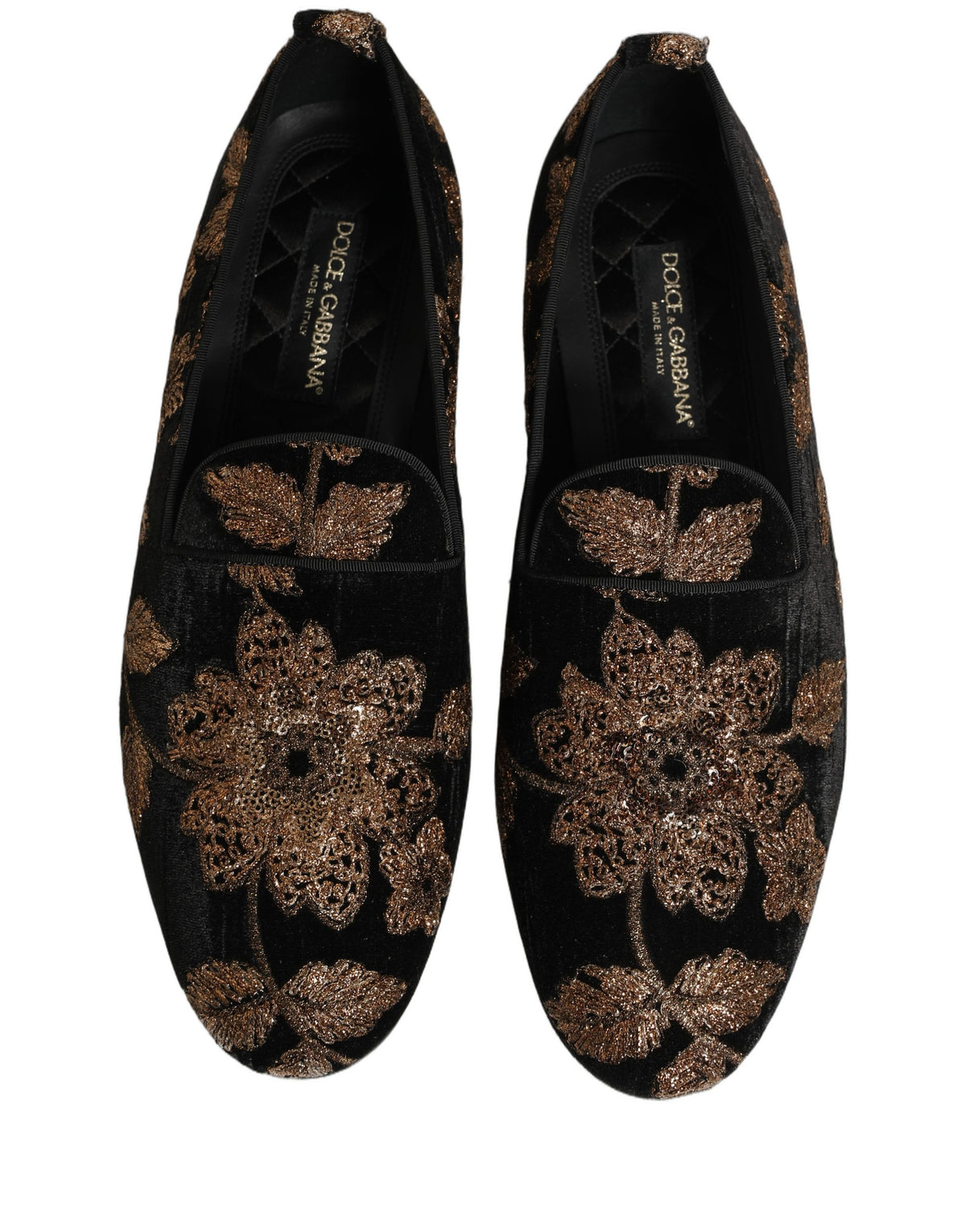 Dolce & Gabbana Black Jacquard Floral Loafers