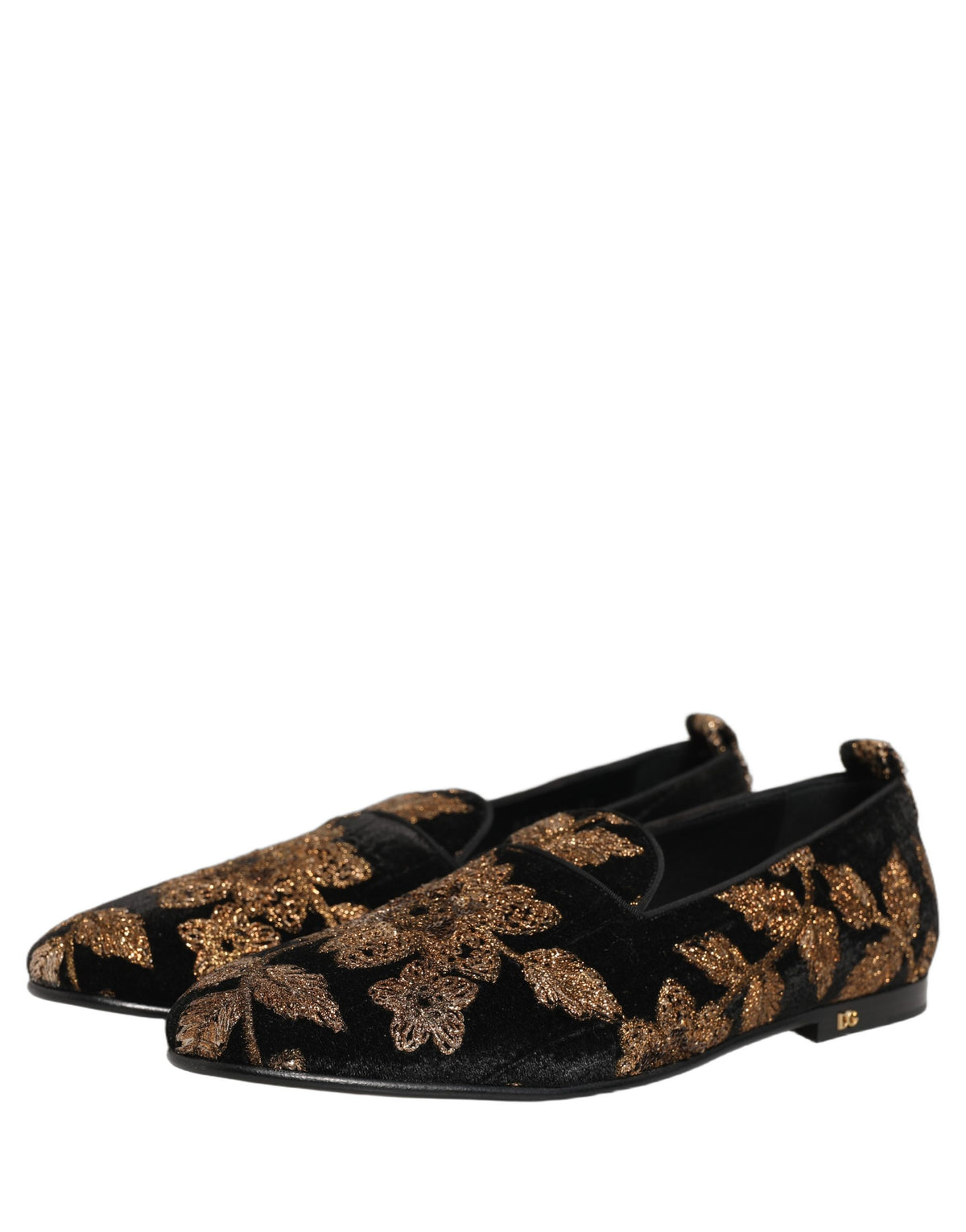 Dolce & Gabbana Black Jacquard Floral Loafers
