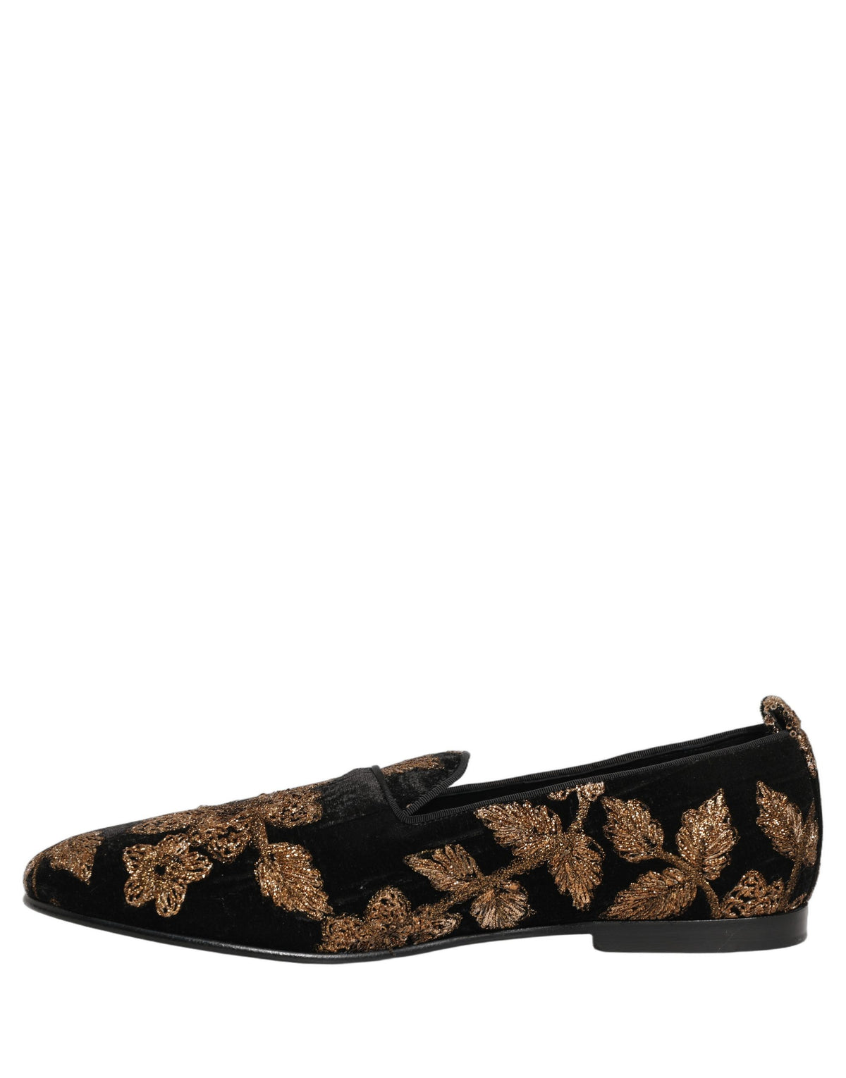 Dolce & Gabbana Black Jacquard Floral Loafers