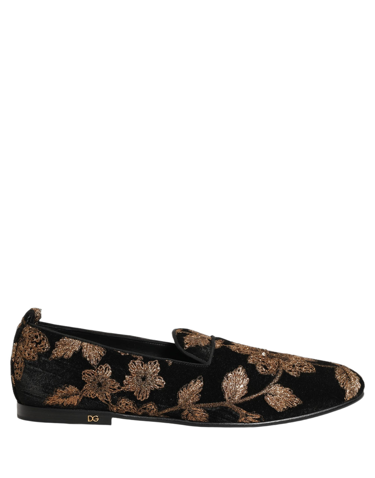 Dolce & Gabbana Black Jacquard Floral Loafers