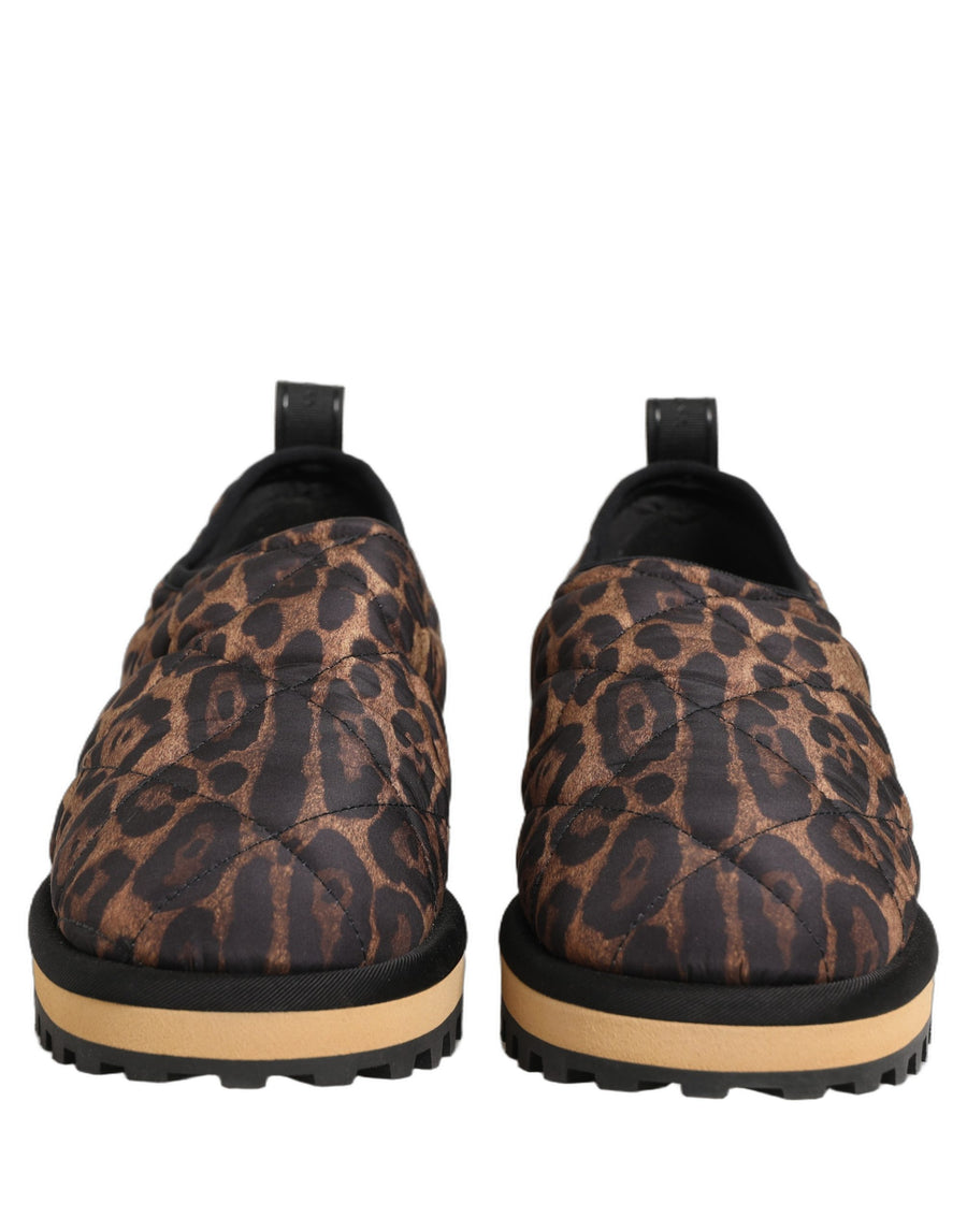 Dolce & Gabbana Men's Brown Leopard Print Quilted Sneakers