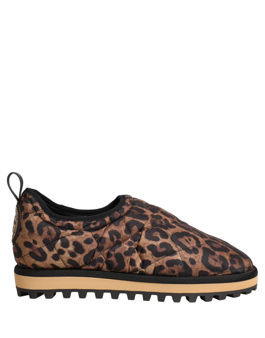Dolce & Gabbana Men's Brown Leopard Print Quilted Sneakers