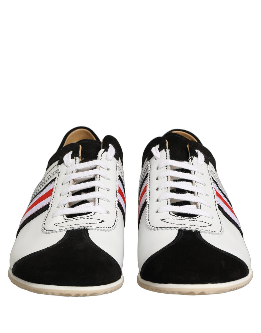 Dolce & Gabbana Black White Leather Suede Low-Top Sneakers Shoes