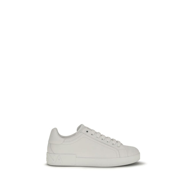 Dolce & Gabbana White Calfskin Low-Top Sneakers Bos Taurus